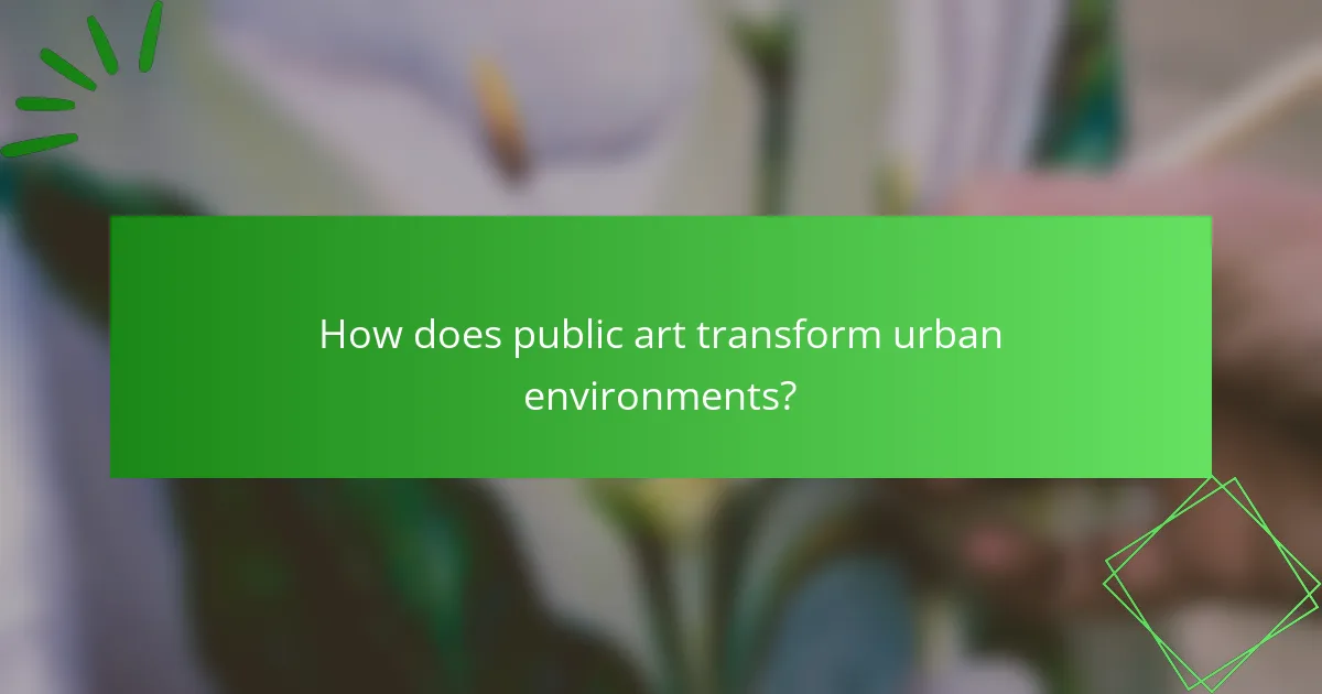 How does public art transform urban environments?