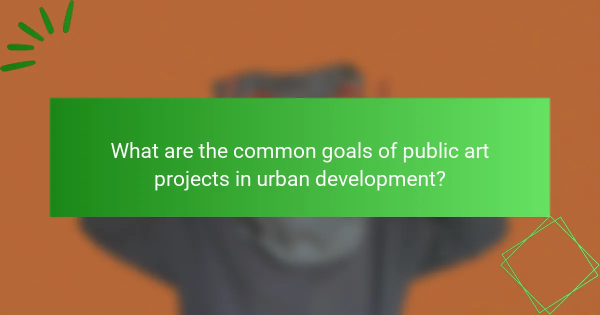 What are the common goals of public art projects in urban development?