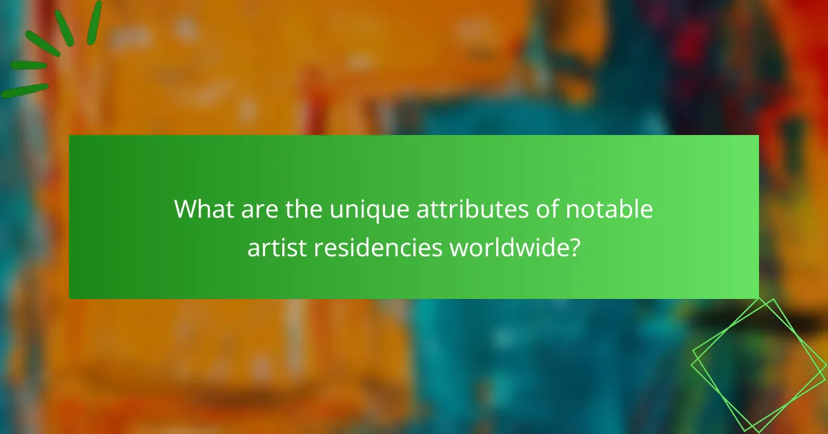 What are the unique attributes of notable artist residencies worldwide?