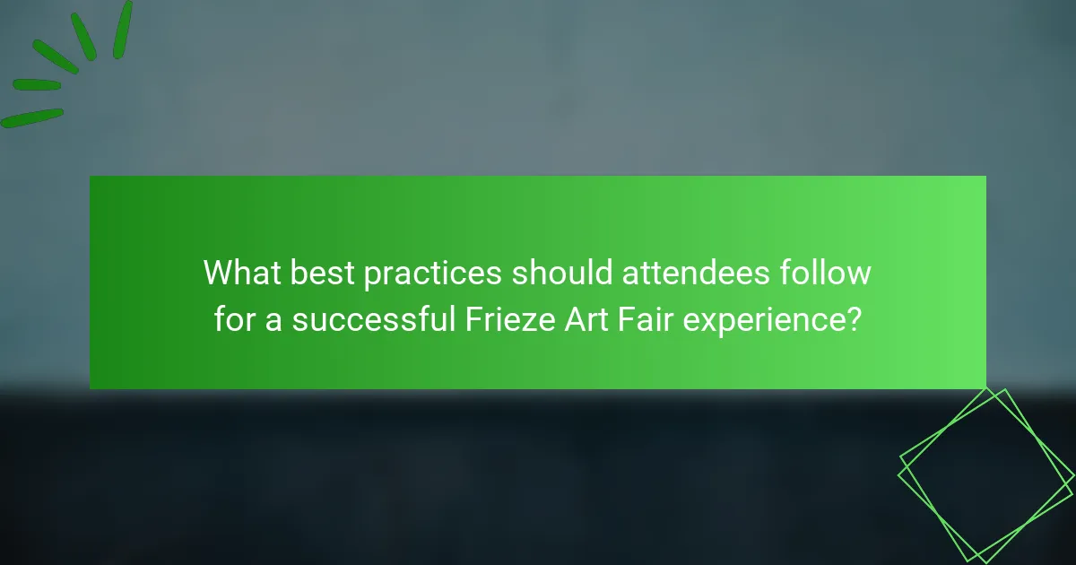 What best practices should attendees follow for a successful Frieze Art Fair experience?