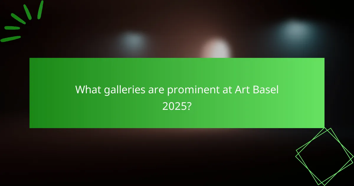 What galleries are prominent at Art Basel 2025?