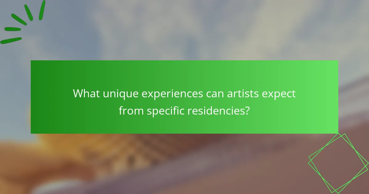 What unique experiences can artists expect from specific residencies?