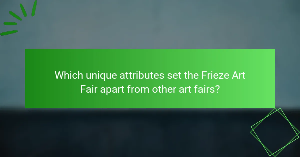 Which unique attributes set the Frieze Art Fair apart from other art fairs?